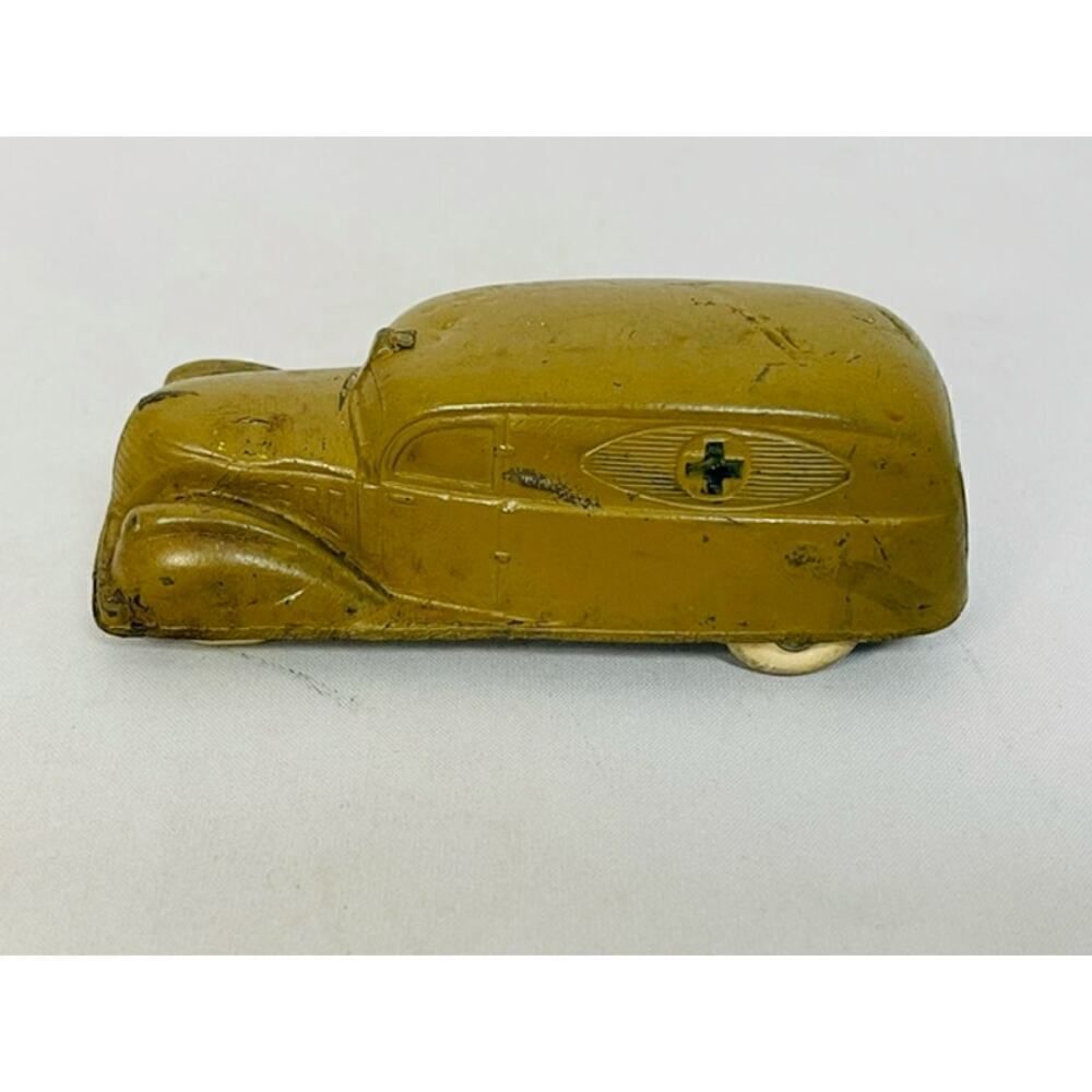 Vintage Original Sun Rubber Company 525 Cream Ambulance Toy Car